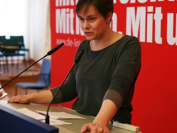 Die Fraktionsvorsitzende der LINKEN in der Rostocker Bürgerschaft, Eva-Maria Kröger